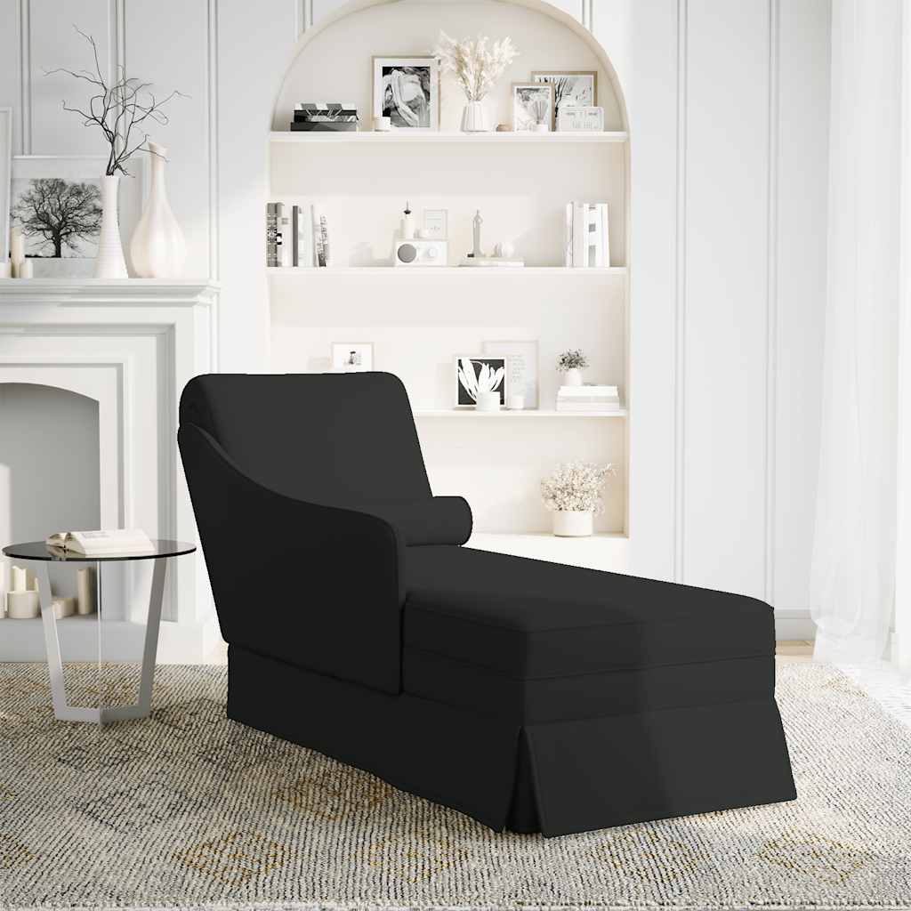 Chaise longue met bolster en rechterarmleuning fluweel zwart is nu te koop bij PeponiXL, paradijselijk wonen!