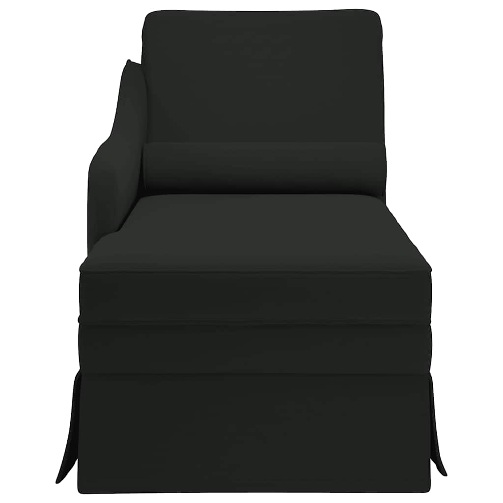 Chaise longue met bolster en rechterarmleuning fluweel zwart is nu te koop bij PeponiXL, paradijselijk wonen!