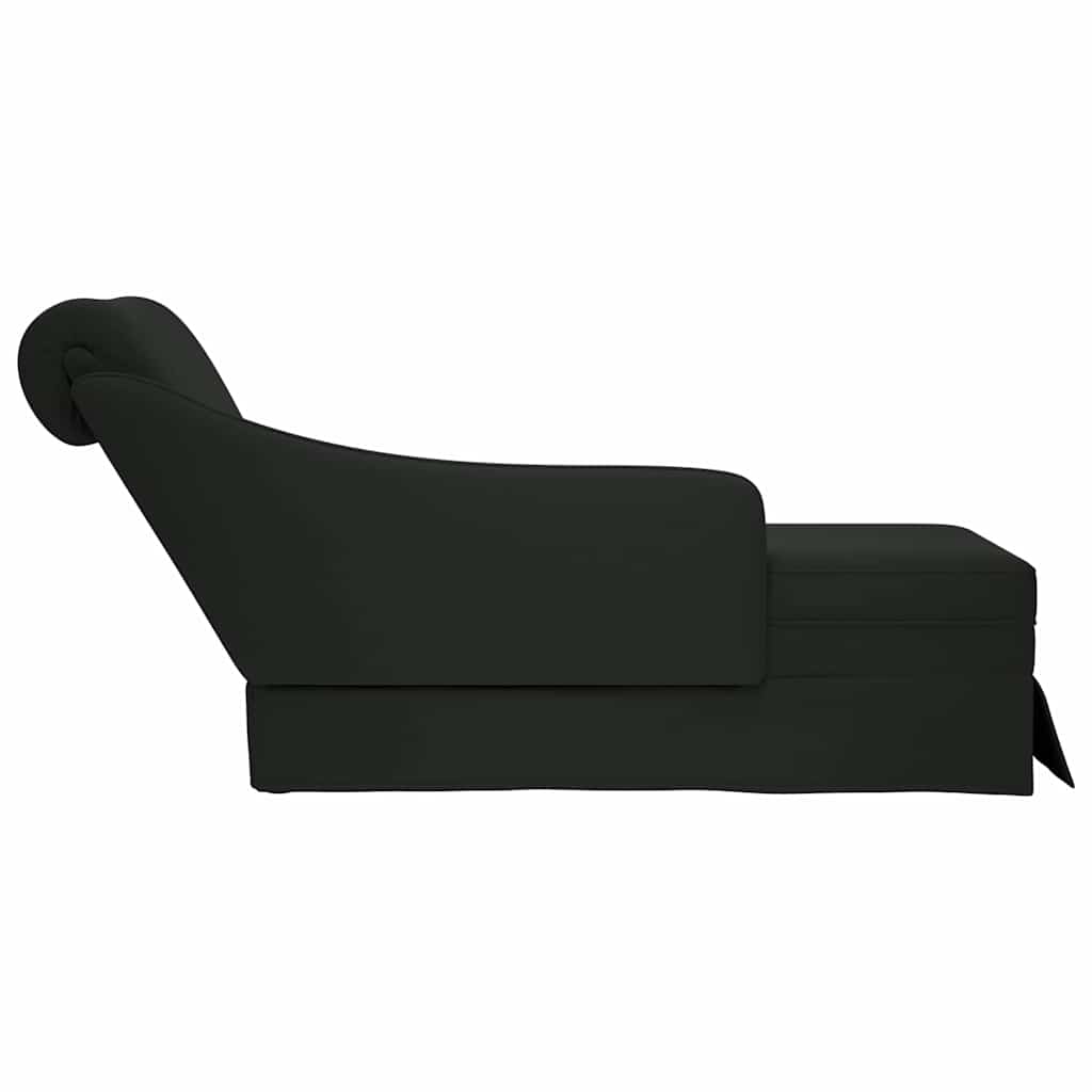 Chaise longue met bolster en rechterarmleuning fluweel zwart is nu te koop bij PeponiXL, paradijselijk wonen!