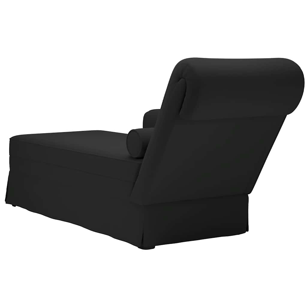 Chaise longue met bolster en rechterarmleuning fluweel zwart is nu te koop bij PeponiXL, paradijselijk wonen!