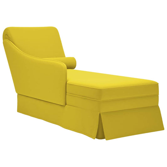 Chaise longue met bolster en rechterarmleuning fluweel geel is nu te koop bij PeponiXL, paradijselijk wonen!