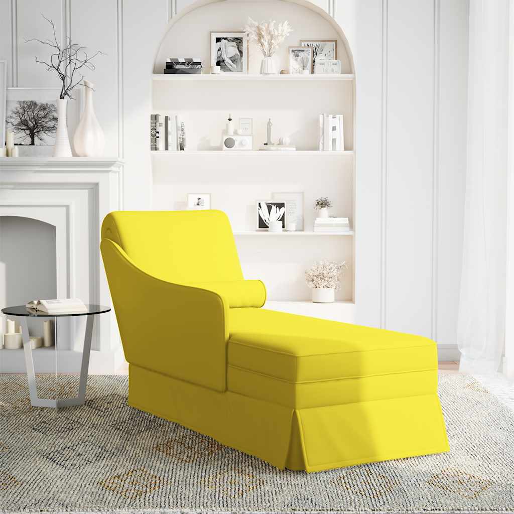 Chaise longue met bolster en rechterarmleuning fluweel geel is nu te koop bij PeponiXL, paradijselijk wonen!