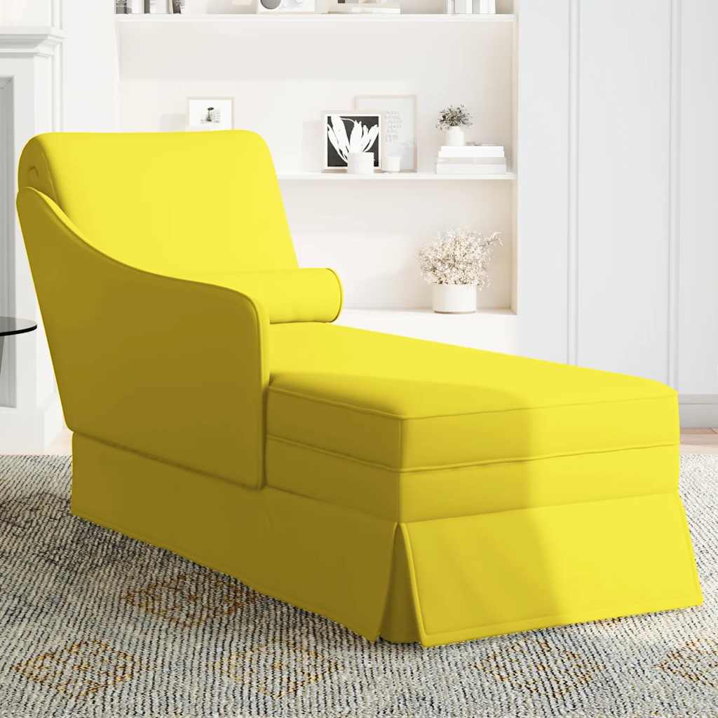 Chaise longue met bolster en rechterarmleuning fluweel geel is nu te koop bij PeponiXL, paradijselijk wonen!