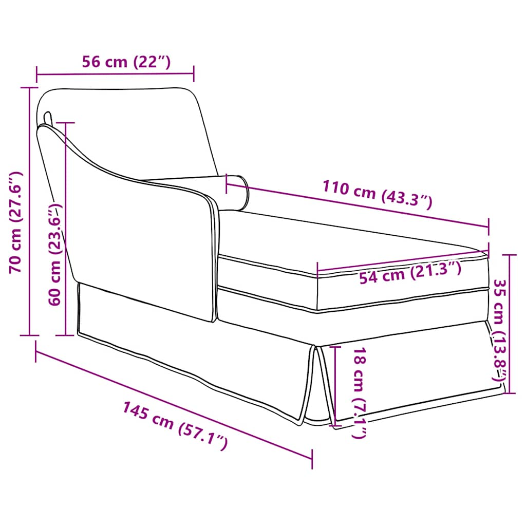 Chaise longue met bolster en rechterarmleuning fluweel geel is nu te koop bij PeponiXL, paradijselijk wonen!