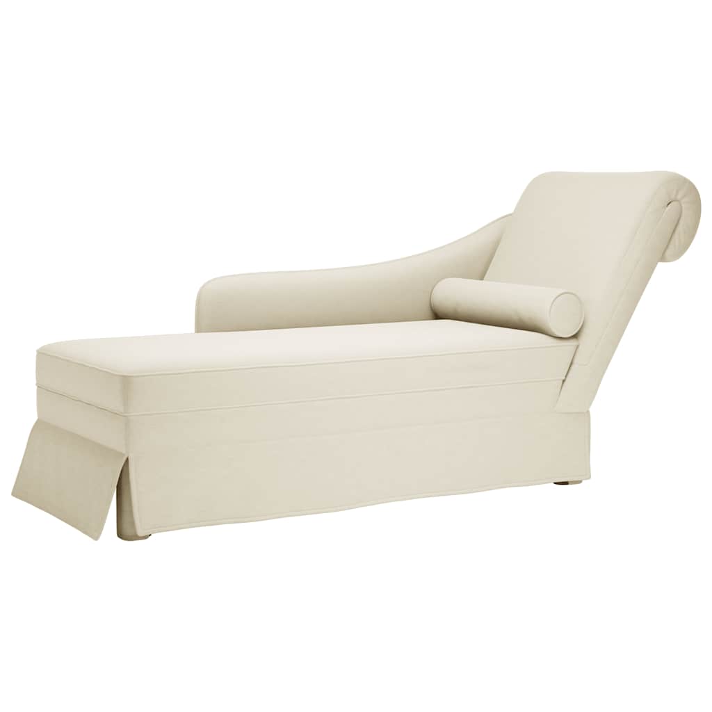 Chaise longue met bolster en rechterarmleuning fluweel crème is nu te koop bij PeponiXL, paradijselijk wonen!