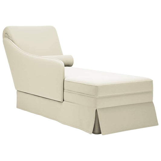 Chaise longue met bolster en rechterarmleuning fluweel crème is nu te koop bij PeponiXL, paradijselijk wonen!