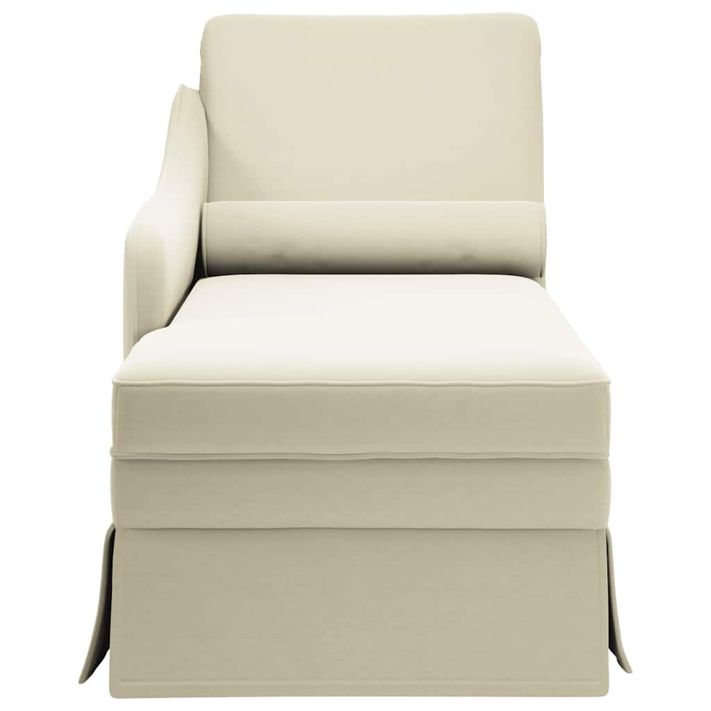 Chaise longue met bolster en rechterarmleuning fluweel crème is nu te koop bij PeponiXL, paradijselijk wonen!