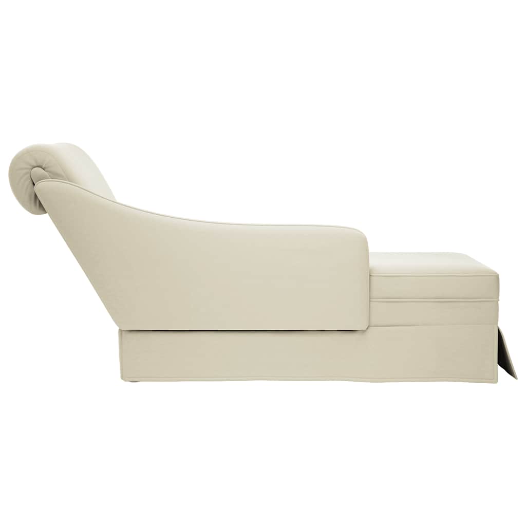 Chaise longue met bolster en rechterarmleuning fluweel crème is nu te koop bij PeponiXL, paradijselijk wonen!