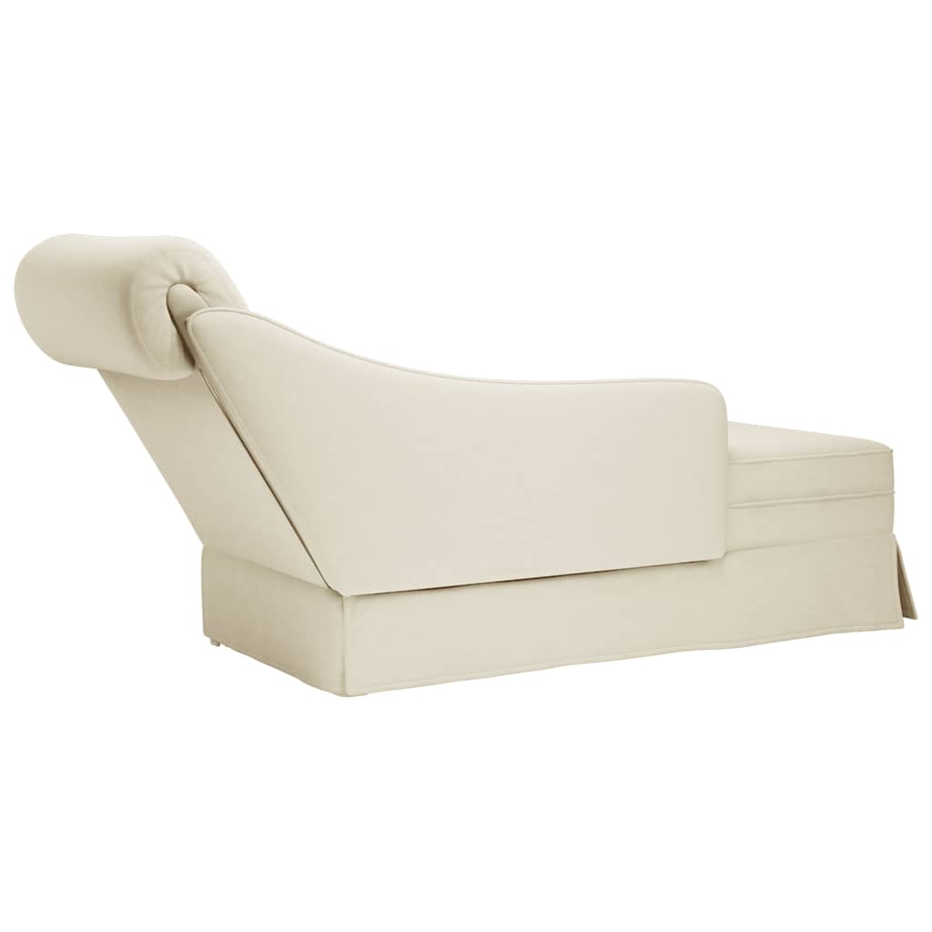 Chaise longue met bolster en rechterarmleuning fluweel crème is nu te koop bij PeponiXL, paradijselijk wonen!