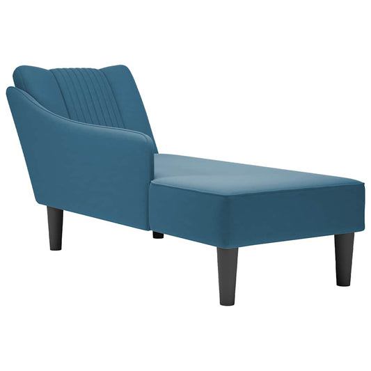 Chaise longue met rechterarmleuning fluweel blauw is nu te koop bij PeponiXL, paradijselijk wonen!