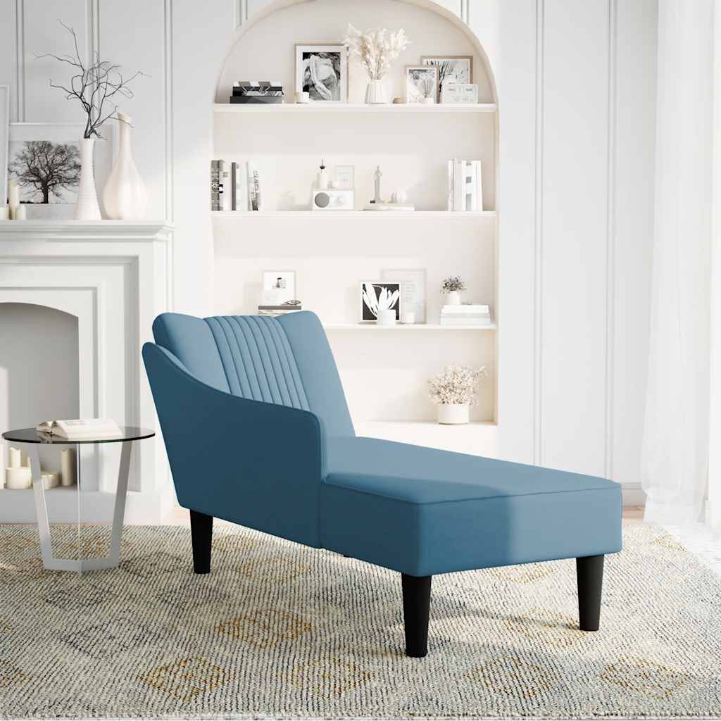 Chaise longue met rechterarmleuning fluweel blauw is nu te koop bij PeponiXL, paradijselijk wonen!