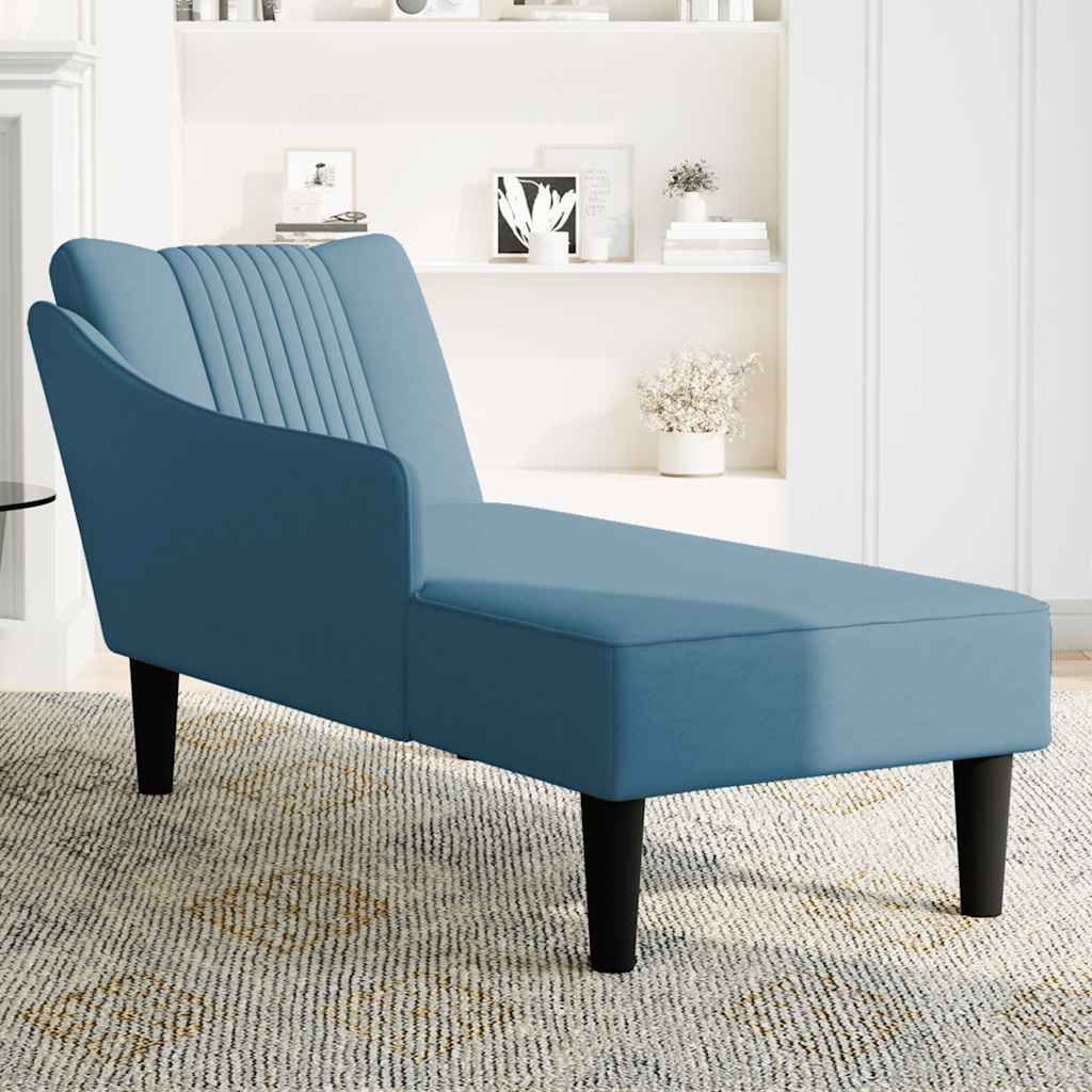 Chaise longue met rechterarmleuning fluweel blauw is nu te koop bij PeponiXL, paradijselijk wonen!