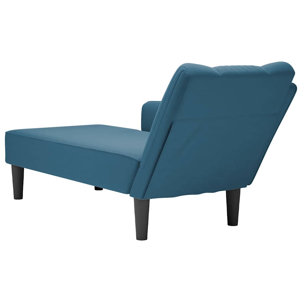 Chaise longue met rechterarmleuning fluweel blauw is nu te koop bij PeponiXL, paradijselijk wonen!