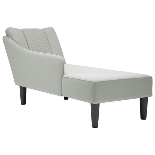 Chaise longue met rechterarmleuning fluweel lichtgrijs is nu te koop bij PeponiXL, paradijselijk wonen!