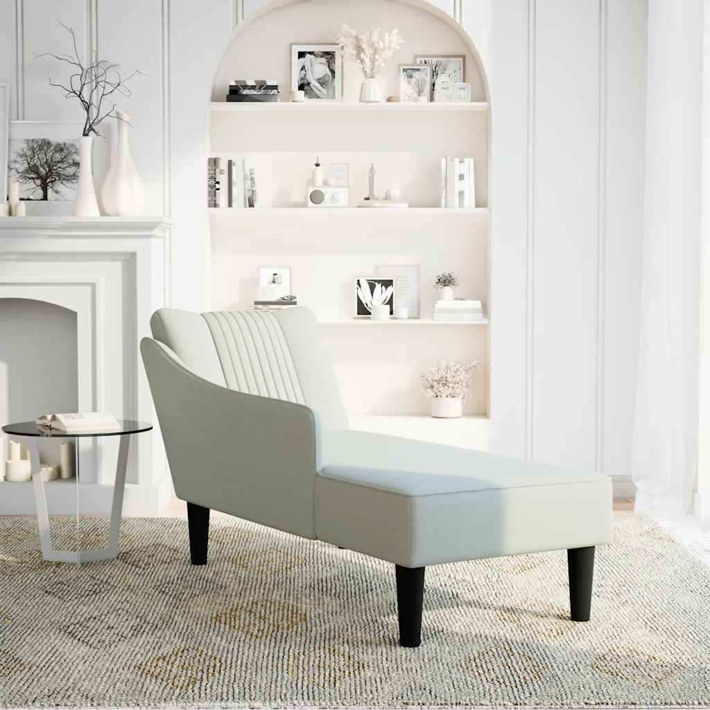 Chaise longue met rechterarmleuning fluweel lichtgrijs is nu te koop bij PeponiXL, paradijselijk wonen!