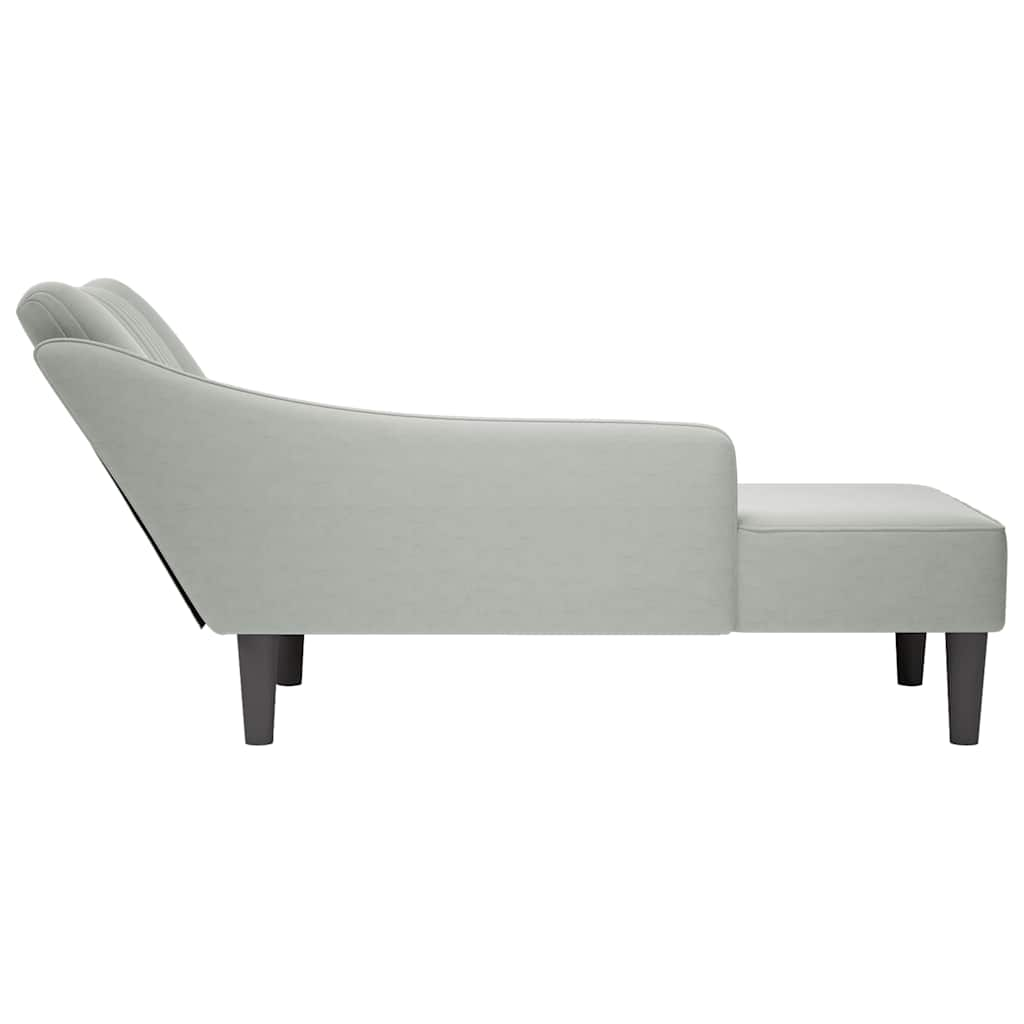 Chaise longue met rechterarmleuning fluweel lichtgrijs is nu te koop bij PeponiXL, paradijselijk wonen!