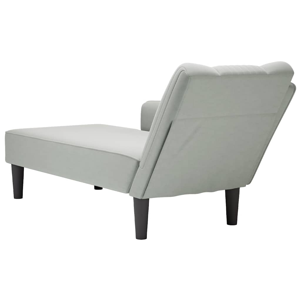 Chaise longue met rechterarmleuning fluweel lichtgrijs is nu te koop bij PeponiXL, paradijselijk wonen!