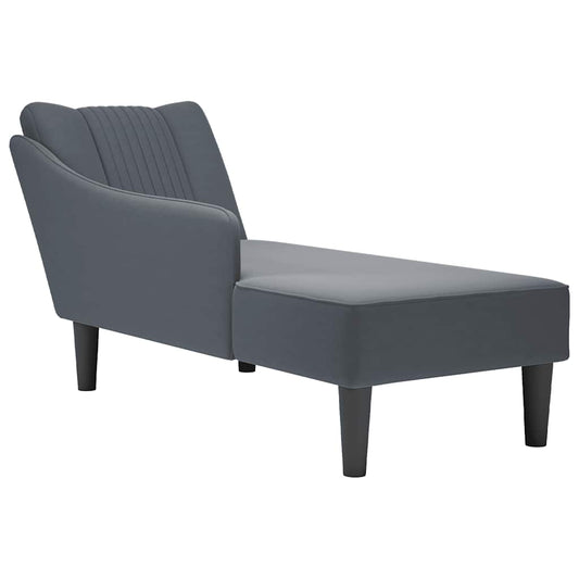 Chaise longue met rechterarmleuning fluweel donkergrijs is nu te koop bij PeponiXL, paradijselijk wonen!