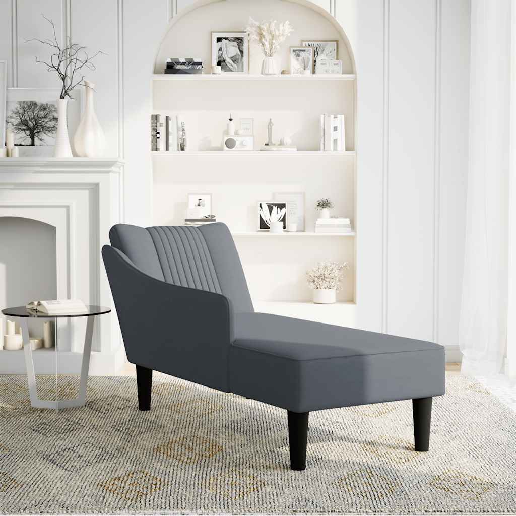 Chaise longue met rechterarmleuning fluweel donkergrijs is nu te koop bij PeponiXL, paradijselijk wonen!