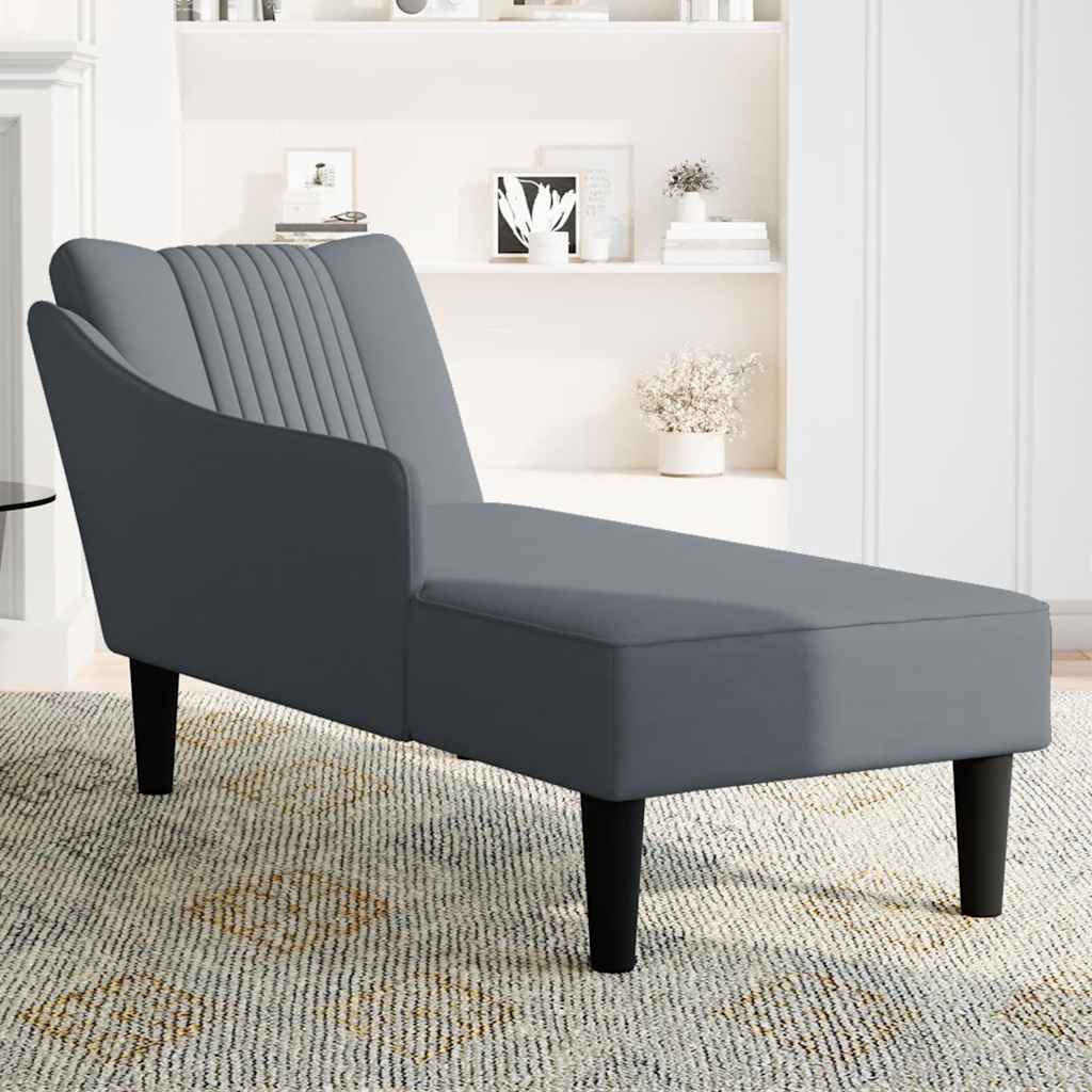 Chaise longue met rechterarmleuning fluweel donkergrijs is nu te koop bij PeponiXL, paradijselijk wonen!