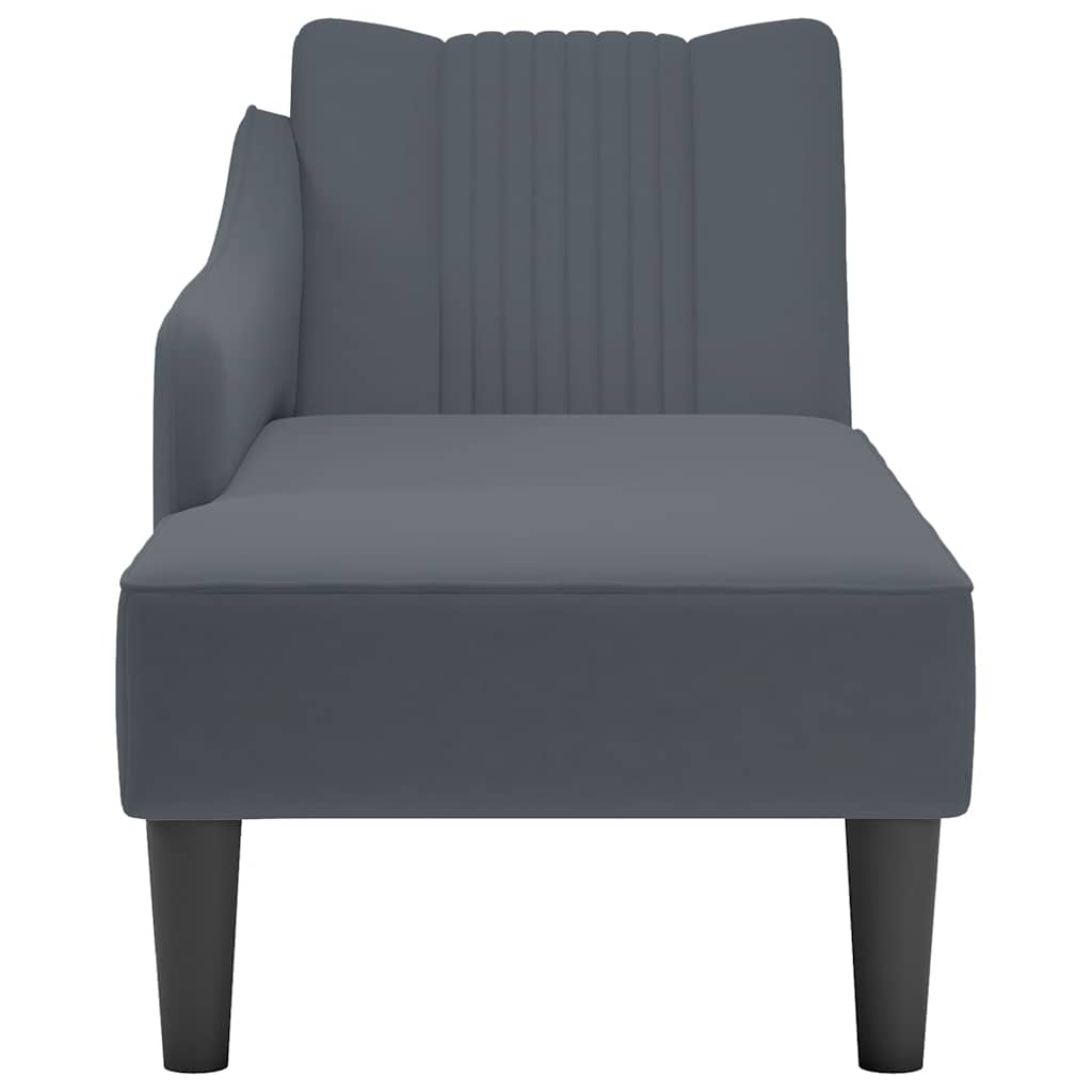Chaise longue met rechterarmleuning fluweel donkergrijs is nu te koop bij PeponiXL, paradijselijk wonen!