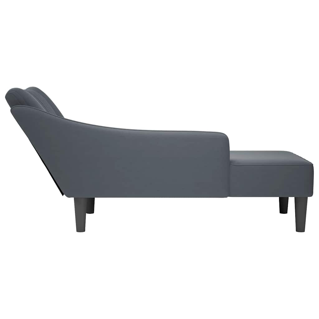 Chaise longue met rechterarmleuning fluweel donkergrijs is nu te koop bij PeponiXL, paradijselijk wonen!