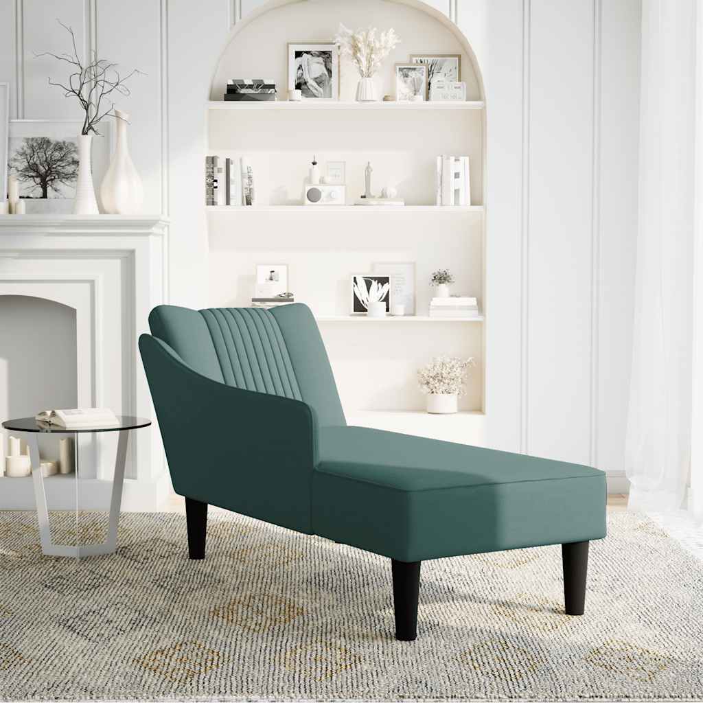 Chaise longue met rechterarmleuning fluweel donkergroen is nu te koop bij PeponiXL, paradijselijk wonen!