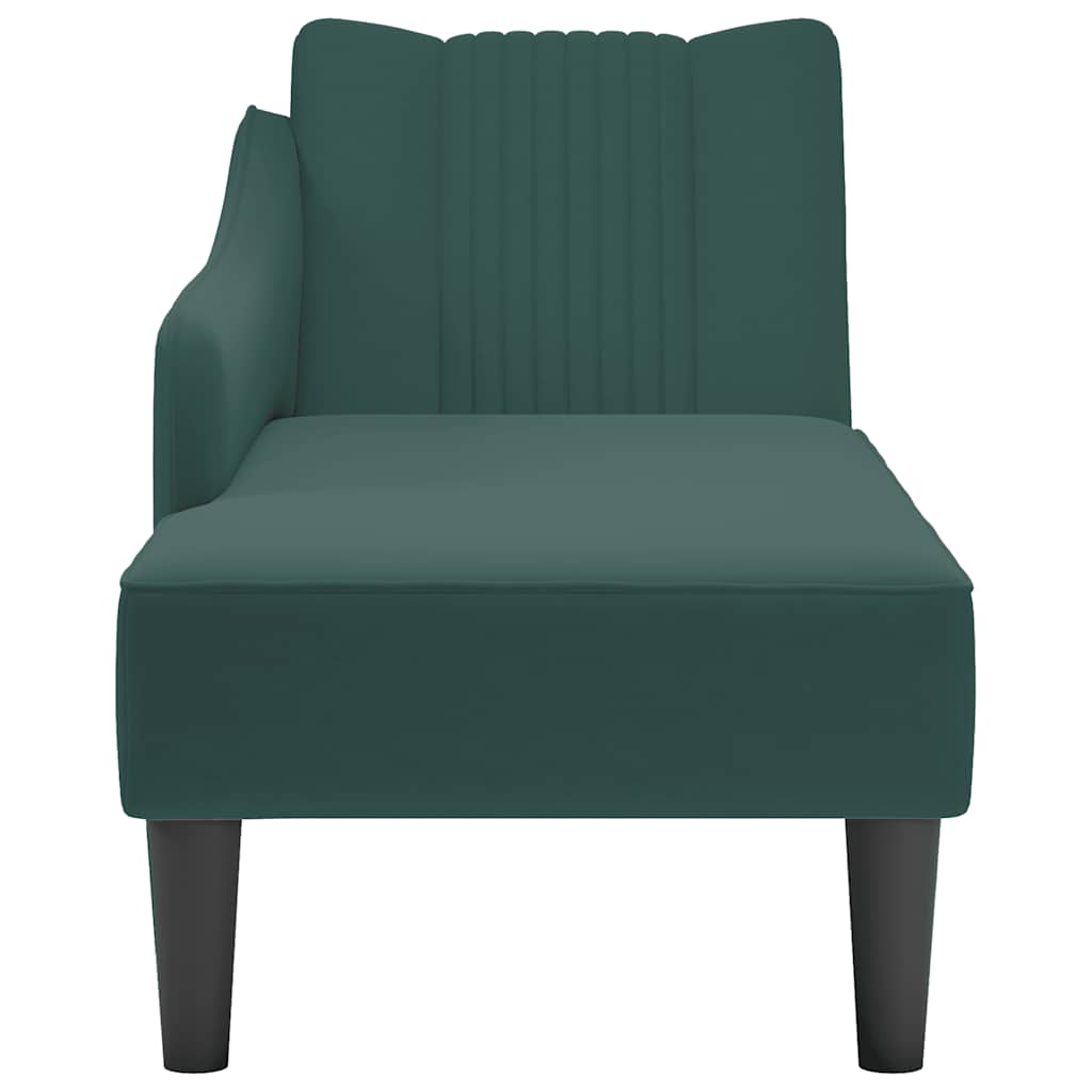 Chaise longue met rechterarmleuning fluweel donkergroen is nu te koop bij PeponiXL, paradijselijk wonen!