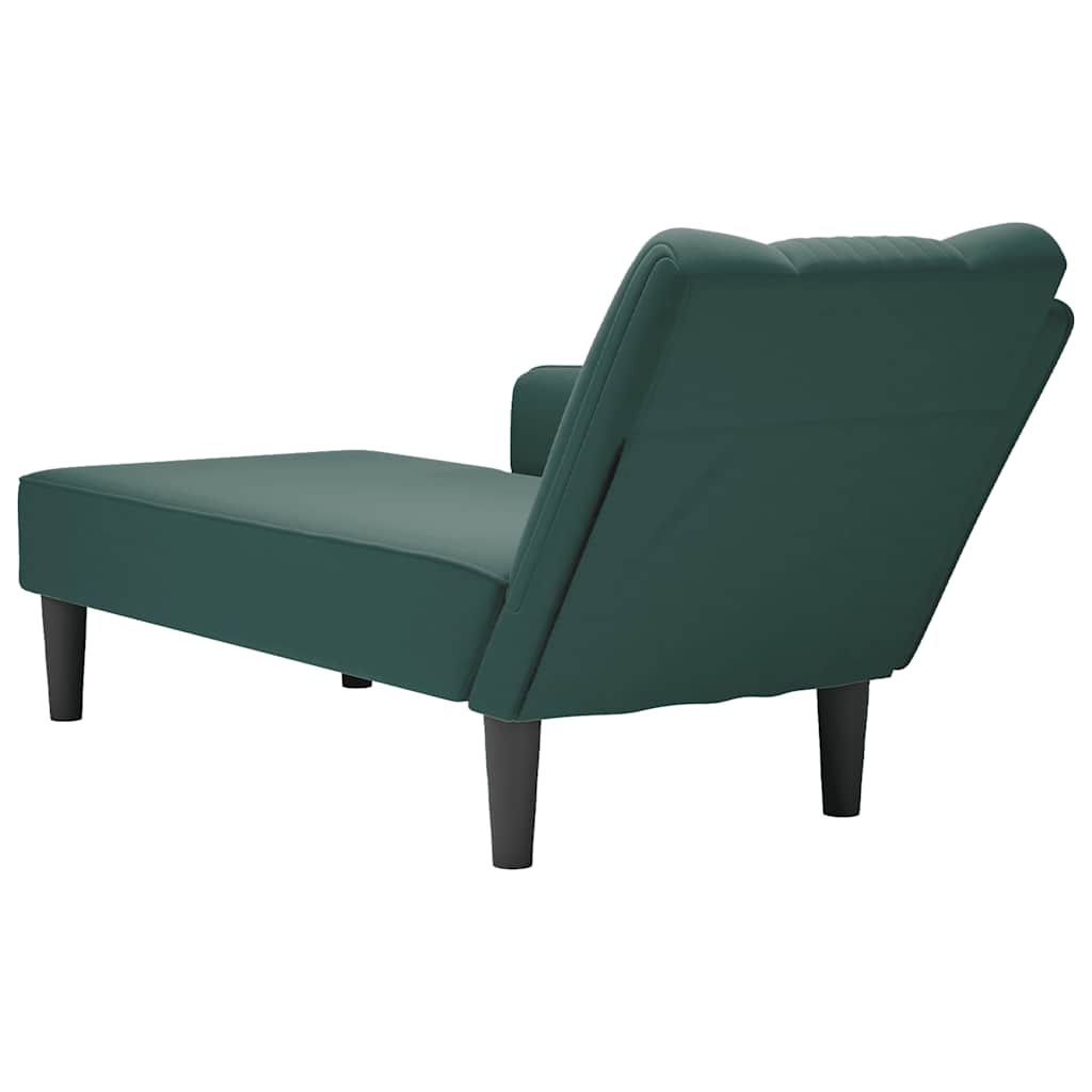 Chaise longue met rechterarmleuning fluweel donkergroen is nu te koop bij PeponiXL, paradijselijk wonen!