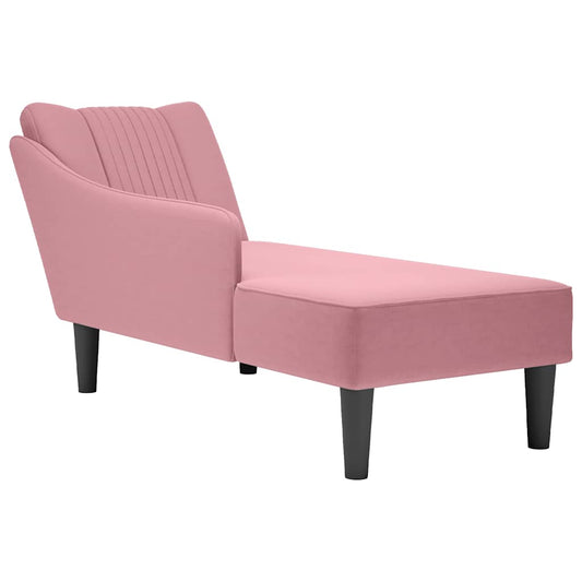 Chaise longue met rechterarmleuning fluweel roze is nu te koop bij PeponiXL, paradijselijk wonen!