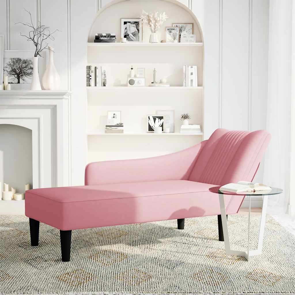 Chaise longue met rechterarmleuning fluweel roze is nu te koop bij PeponiXL, paradijselijk wonen!