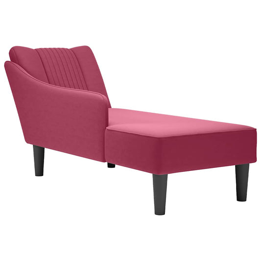 Chaise longue met rechterarmleuning fluweel wijnrood is nu te koop bij PeponiXL, paradijselijk wonen!