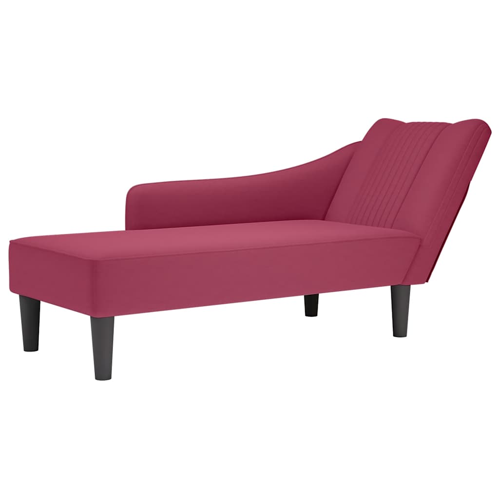 Chaise longue met rechterarmleuning fluweel wijnrood is nu te koop bij PeponiXL, paradijselijk wonen!