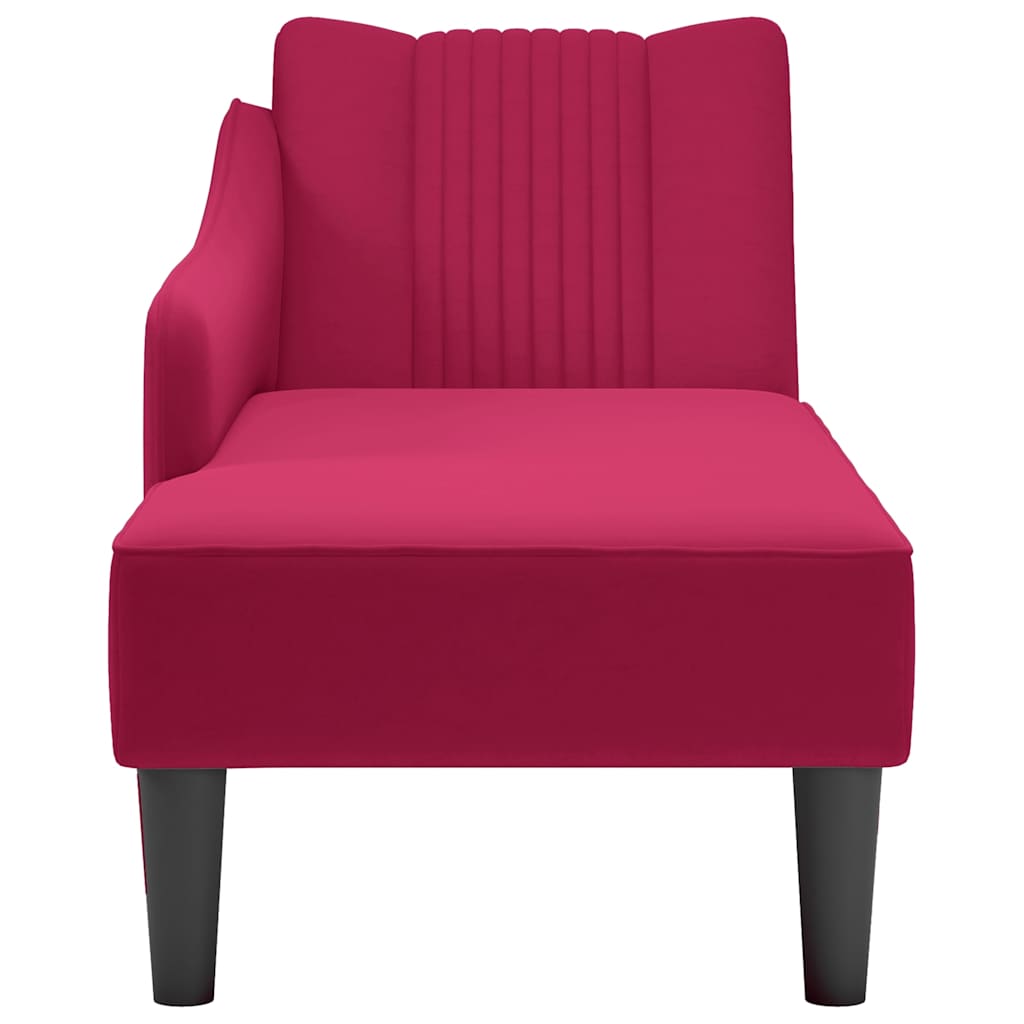 Chaise longue met rechterarmleuning fluweel wijnrood is nu te koop bij PeponiXL, paradijselijk wonen!