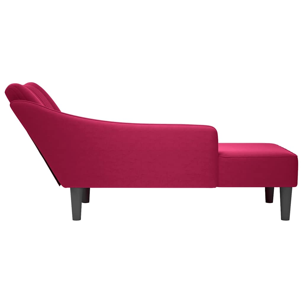 Chaise longue met rechterarmleuning fluweel wijnrood is nu te koop bij PeponiXL, paradijselijk wonen!