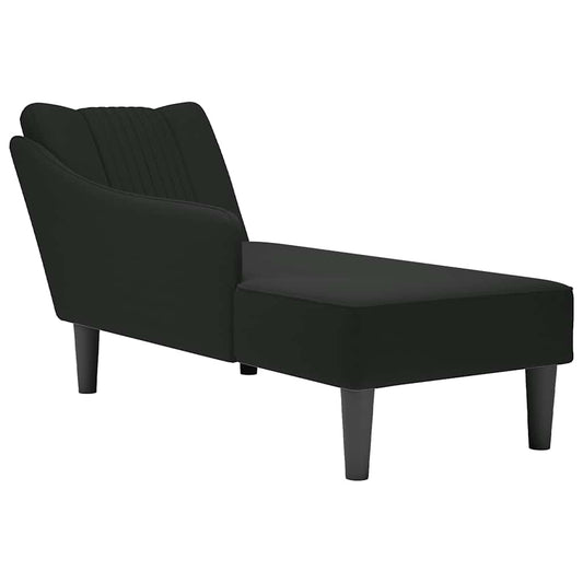 Chaise longue met rechterarmleuning fluweel zwart is nu te koop bij PeponiXL, paradijselijk wonen!