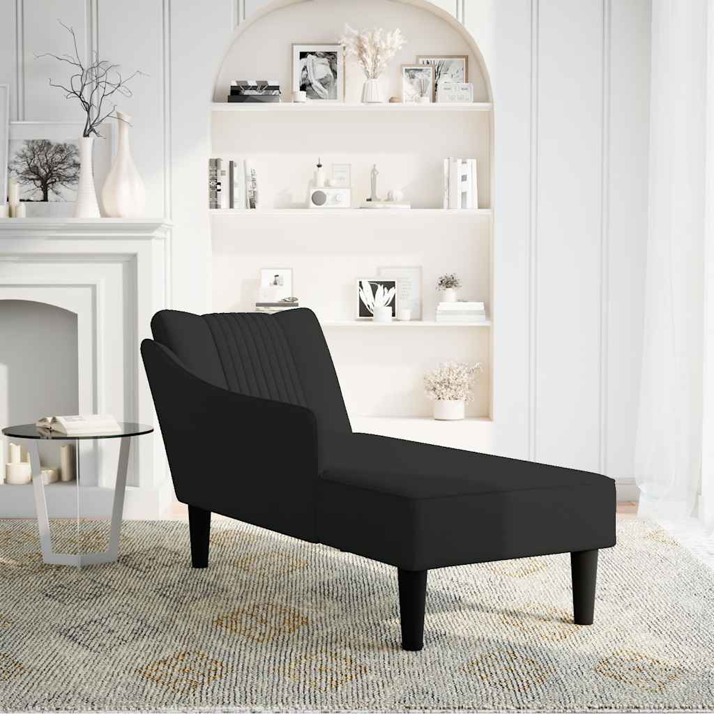 Chaise longue met rechterarmleuning fluweel zwart is nu te koop bij PeponiXL, paradijselijk wonen!