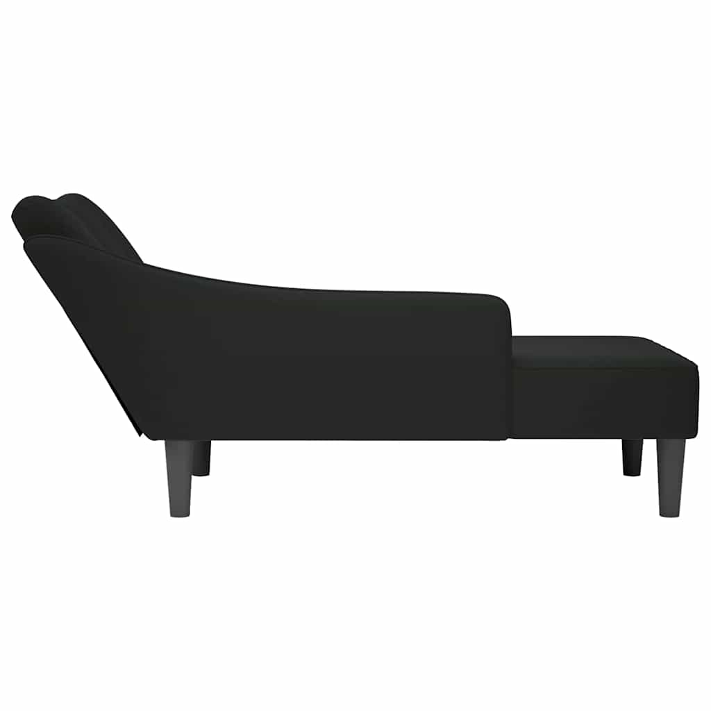 Chaise longue met rechterarmleuning fluweel zwart is nu te koop bij PeponiXL, paradijselijk wonen!