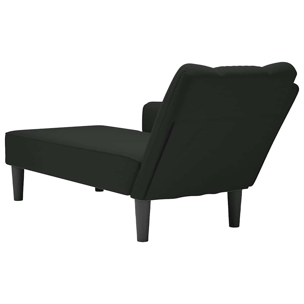 Chaise longue met rechterarmleuning fluweel zwart is nu te koop bij PeponiXL, paradijselijk wonen!