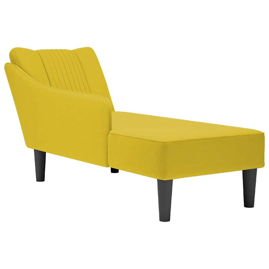 Chaise longue met rechterarmleuning fluweel geel is nu te koop bij PeponiXL, paradijselijk wonen!