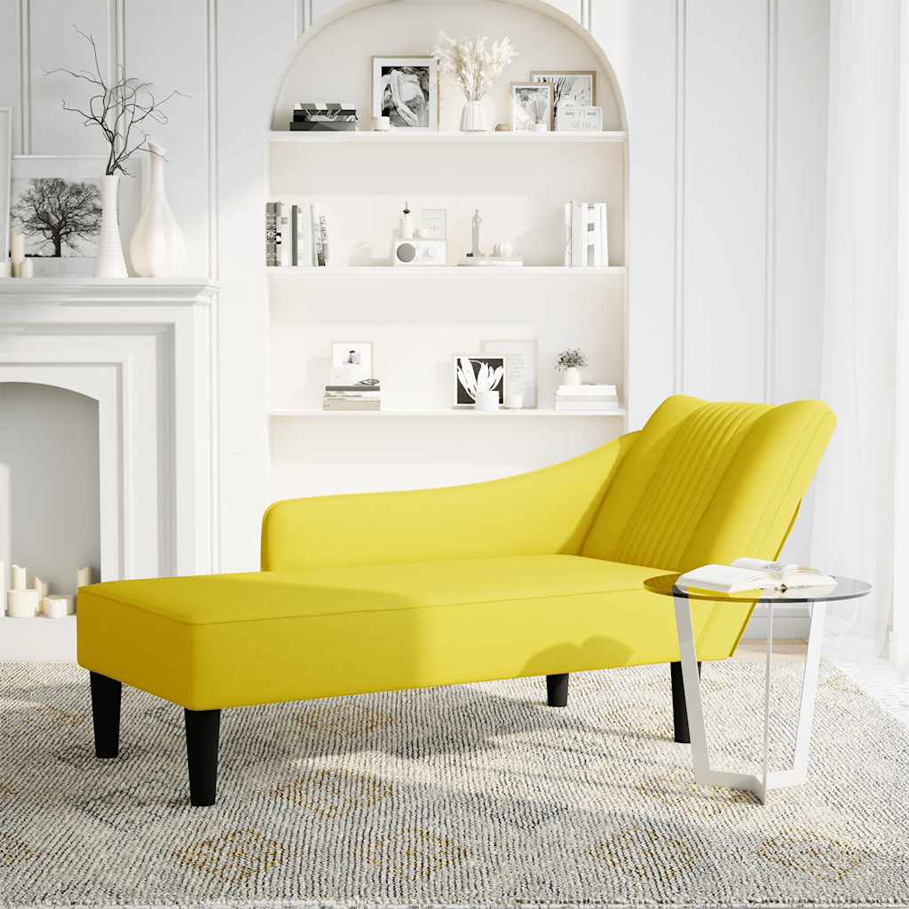 Chaise longue met rechterarmleuning fluweel geel is nu te koop bij PeponiXL, paradijselijk wonen!