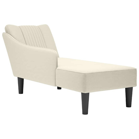 Chaise longue met rechterarmleuning fluweel crèmekleurig is nu te koop bij PeponiXL, paradijselijk wonen!