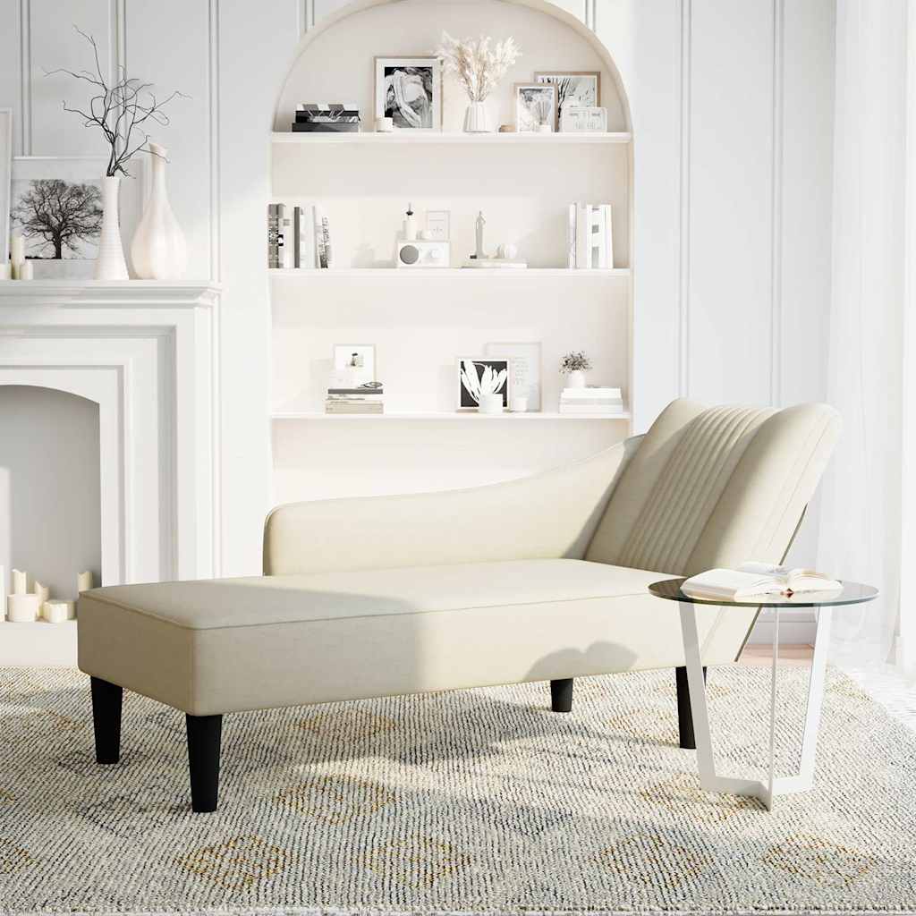 Chaise longue met rechterarmleuning fluweel crèmekleurig is nu te koop bij PeponiXL, paradijselijk wonen!