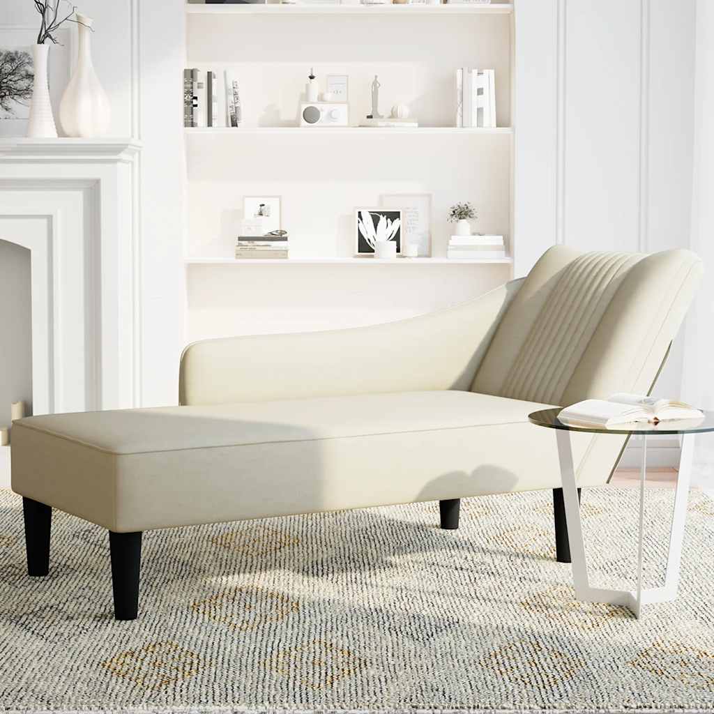 Chaise longue met rechterarmleuning fluweel crèmekleurig is nu te koop bij PeponiXL, paradijselijk wonen!