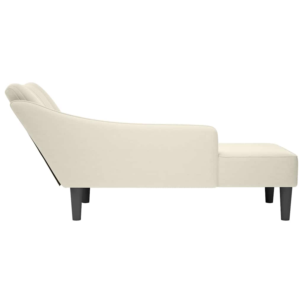 Chaise longue met rechterarmleuning fluweel crèmekleurig is nu te koop bij PeponiXL, paradijselijk wonen!