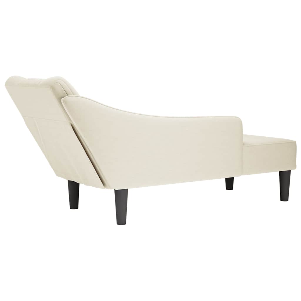 Chaise longue met rechterarmleuning fluweel crèmekleurig is nu te koop bij PeponiXL, paradijselijk wonen!