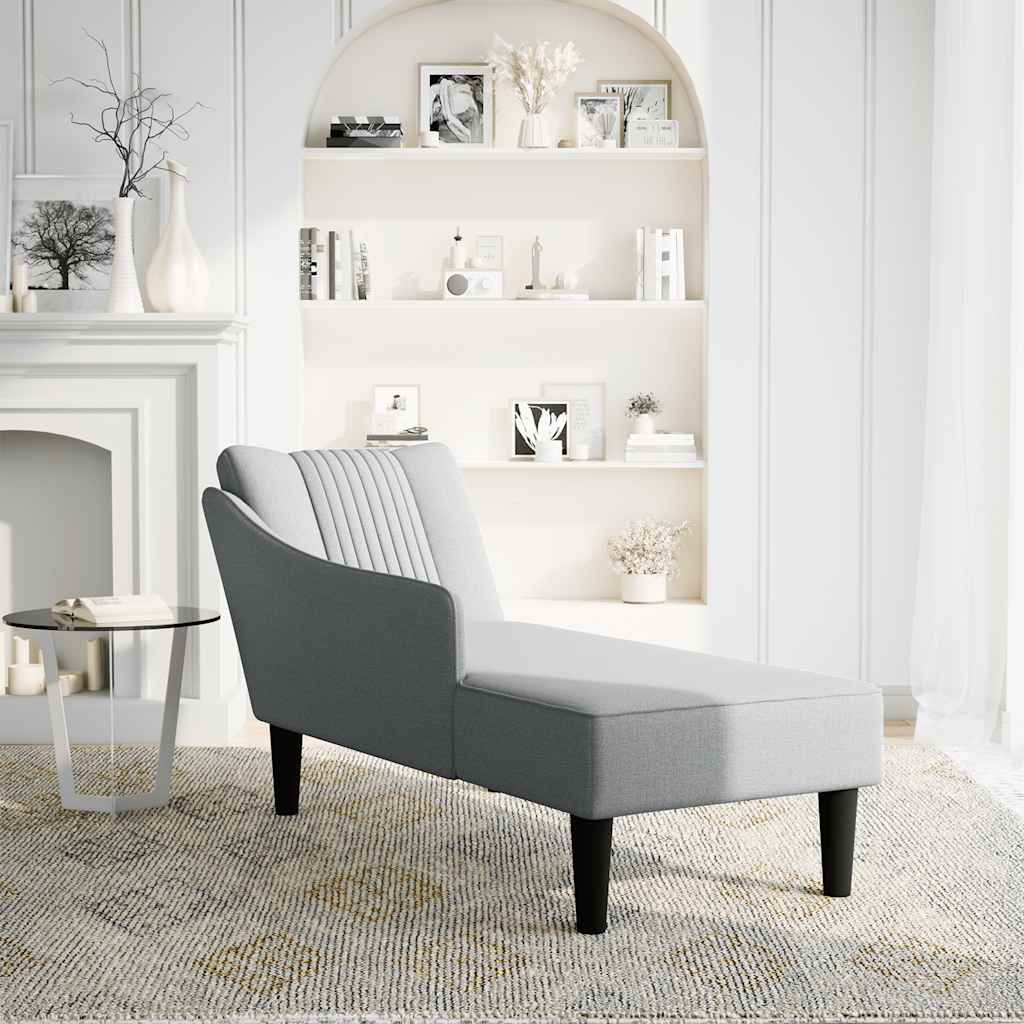 Chaise longue met rechterarmleuning stof lichtgrijs is nu te koop bij PeponiXL, paradijselijk wonen!