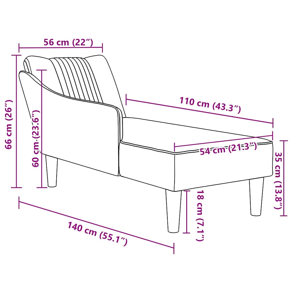 Chaise longue met rechterarmleuning stof donkergrijs is nu te koop bij PeponiXL, paradijselijk wonen!