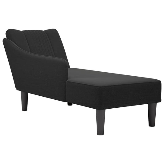 Chaise longue met rechterarmleuning stof zwart is nu te koop bij PeponiXL, paradijselijk wonen!