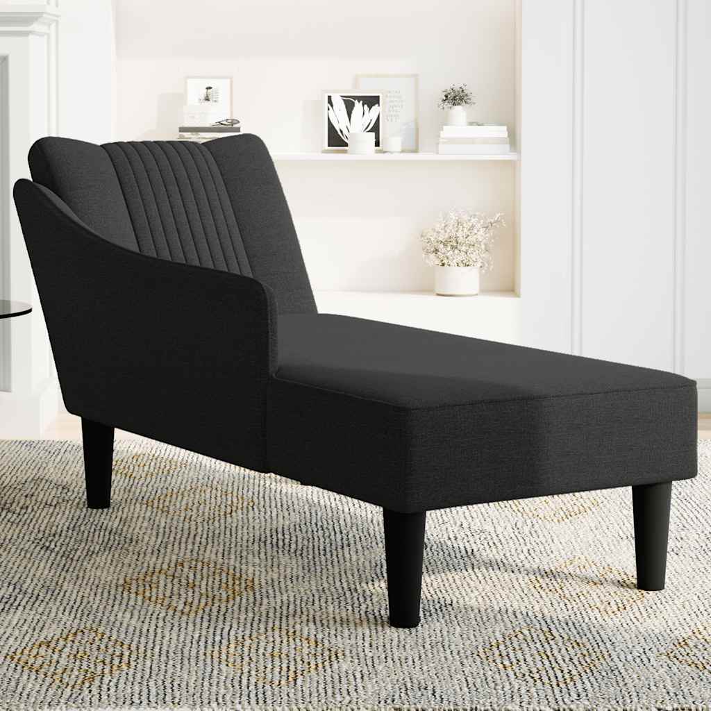 Chaise longue met rechterarmleuning stof zwart is nu te koop bij PeponiXL, paradijselijk wonen!